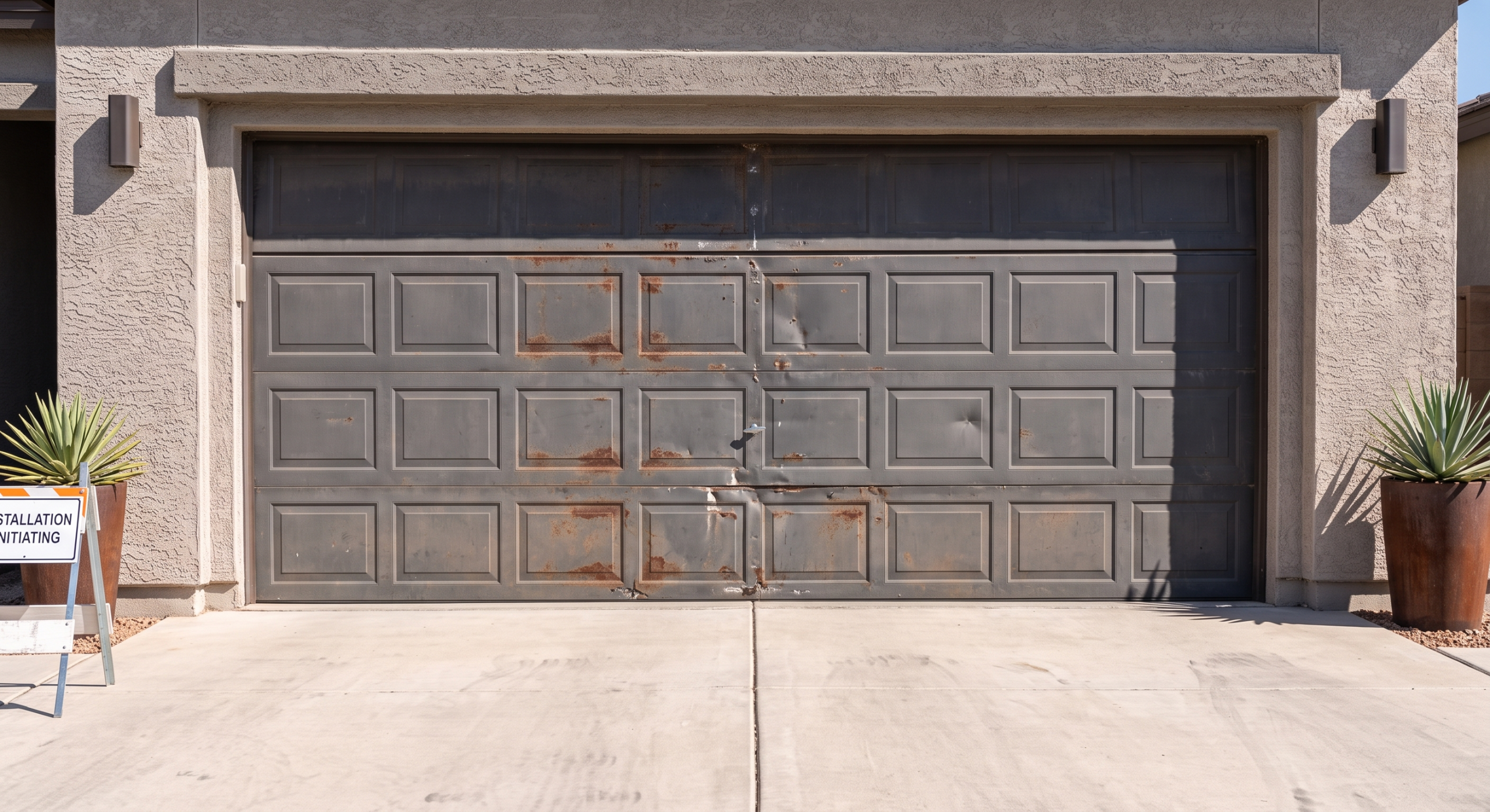 Crooked Damaged Garage Door